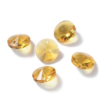 Glass Charms, Faceted, Cone, Gold, 14x7mm, Hole: 1mm