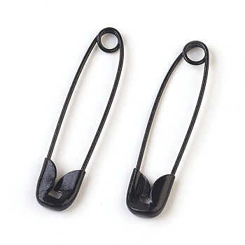 Iron Safety Pins, Black, 30x7x2mm, Pin: 0.7mm