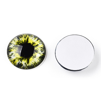 Glass Cabochons, Half Round with Eye, Champagne Yellow, 20x6.5mm