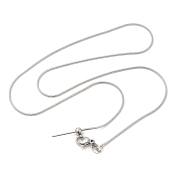 304 Stainless Steel Snake Chain Necklace for Women, for Beadable Necklace Making, Stainless Steel Color, 17.24 inch(43.8cm)