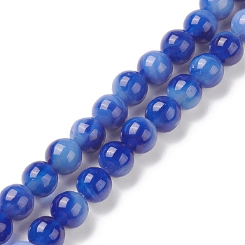 Handmade Lampwork Beads Strands, Round, Blue, 8mm, Hole: 1mm, about 48pcs/strand, 14.17''(36cm)