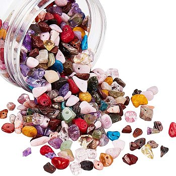 Natural & Synthetic Mixed Gemstone Chips Beads Strands, 5~8mm, Hole: 1mm, about 32~32.5 inch, 2strands/box