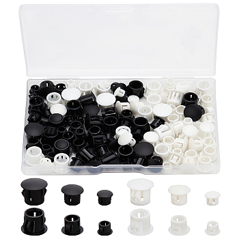 Gorgecraft 120Pcs 6 Style Plastic Hole Plugs, Snap in Flush Type Hole Plugs, Post Pipe Insert End Caps, for Furniture Fencing, Column, Mixed Color, 7.5~12.5x5.5~10.5mm, 20pcs/style