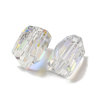 Electroplate Glass Beads, Faceted, Triangle, Clear, 7.5x5.5x6mm, Hole: 1.2mm, 100pcs/bag