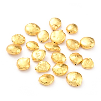 Natural Pearl Beads, with Golden Brass Findings, Nuggets, Gold, 11.5~16.5x11~15x5~7mm, Hole: 0.8mm