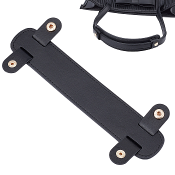 Imitation Leather Bag Strap Padding, Pressure Relief Shoulder Strap Protector Cover, with Iron Button, Black, 22.8x9.3x0.5cm