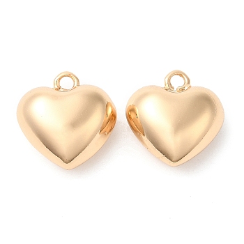 Brass Pendants, Heart Charm, Light Gold, 16x15x8mm, Hole: 1.8mm