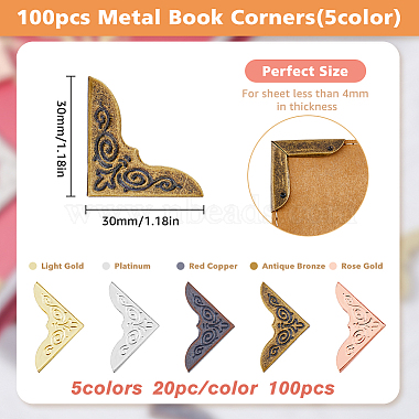 100Pcs 5 Colors Floral Pattern Iron Book Corner Guards(FIND-FH0007-45)-2