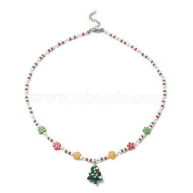Colorful Christmas Tree Lampwork Necklaces