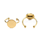 304 Stainless Steel Open Cuff Finger Ring Finding, Pad Ring Settings, 201 Stainless Steel Balls, Light Gold, Tray: 12mm, US Size 7 3/4(17.9mm), 1.5~3mm(FIND-WH0110-025C-LG)