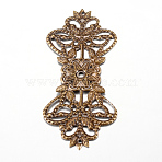 Iron Links, Etched Metal Embellishments, Flower, Antique Bronze, 73~73.5x31.5x1mm, Hole: 1mm(X-IFIN-Q118-19AB)