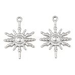 304 Stainless Steel Pendants, Sun Charms, Stainless Steel Color, 26x19x2mm, Hole: 1.8mm(SA-CBA1839-05P)