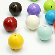 Mixed Color Chunky Bubblegum Acrylic Round Beads, about 24mm in diameter, hole: 2mm(X-SACR-2425Y-M)