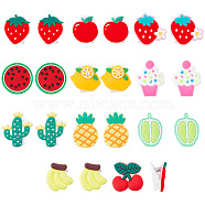 16pcs 8 styles Cute Silicone & Plastic Clips, for Paper Document, School Office Supplies, Fruit/Ice Cream/Cactus, Mixed Shapes, 25.5~33.5x23.5~24.5x13.5~14mm, 2pcs/style(AJEW-OC0004-46)