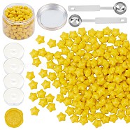 CRASPIRE Sealing Wax Particles Kits for Retro Seal Stamp, with Stainless Steel Spoon, Candle, Plastic Empty Containers, Gold, 9mm, 200pcs(DIY-CP0003-54S)