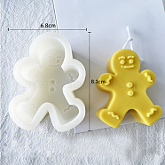 Christmas Theme DIY Candle Food Grade Silicone Statue Molds, Portrait Sculpture Resin Casting Molds, For UV Resin, Epoxy Resin Jewelry Making, Gingerbread Man, White, 8.5x7x3.3cm(CAND-PW0001-252)