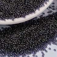 MIYUKI Round Rocailles Beads, Japanese Seed Beads, 15/0, (RR2447) Opaque Dark Olive Luster, 1.5mm, Hole: 0.7mm, about 250000pcs/pound(SEED-G009-RR2447)