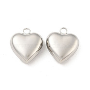 Valentine's Day 304 Stainless Steel Pendants, Heart Charm, Stainless Steel Color, 29x25x11mm, Hole: 4mm(STAS-P342-01P)