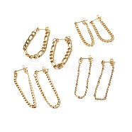 Chain Shape Dangle Stud Earring for Girl Women, 304 Stainless Steel Ear Thread, Golden, 35~50mm long, Pin: 0.8mm(EJEW-JE04617)