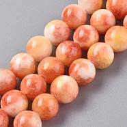 Natural Persian Jade Beads Strands, Dyed, Round, Orange, 6mm, Hole: 1mm, about 68pcs/strand, 16 inch(G-H1625-6mm-PR11)