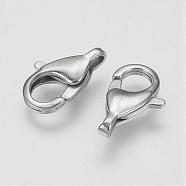 304 Stainless Steel Lobster Claw Clasps, Stainless Steel Color, 15x9x3.5mm, Hole: 1.5mm(STAS-F109-05P)