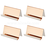 Rectangle 304 Stainless Steel Business Card Holder, Name Card Stand, Rose Gold, 90x50x51mm(AJEW-WH0470-88RG)