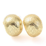 Rack Plating Brass Textured Half Round Stud Earrings, Half Hoop Earrings for Women, Cadmium Free & Lead Free, Real 18K Gold Plated, 25x19.5x16mm, Pin: 0.8mm(EJEW-G315-08G)