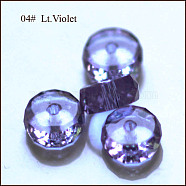Imitation Austrian Crystal Beads, Grade AAA, Faceted, Flat Round, Lilac, 12x7.5mm, Hole: 0.9~1mm(SWAR-F078-8x12mm-04)