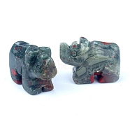 Natura African Bloodstone  Carved Healing Rhinoceros Figurines, Reiki Energy Stone Display Decorations, 26x17~20mm(PW-WG79874-05)