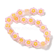 Glass Beads Strands, with Enamel, Flower, PeachPuff, 18x19.5x5mm, Hole: 1.1mm, about 20pcs/strand, 14.17 inch(36cm)(GLAA-L047-04D)