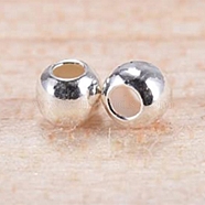 925 Sterling Silver Spacer Beads, Round, Silver, 4mm, Hole: 1.4~1.5mm, 10Pcs/g(STER-WH0006-02B-S)