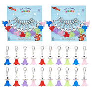 10Pcs 10 Style Number 0~9 Angel Locking Stitch Marker, Alloy Wing & Acrylic Flower Lobster Claw Charms, Clip-on Charms, Mixed Color, 48mm, 1pc/style(HJEW-PH01604)