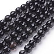 Natural Obsidian Beads Strands, Round, Grade AA, Black, 8mm(G-G099-8mm-24)