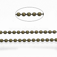 Brass Ball Chains, Long-Lasting Plated, Soldered, with Spool, Cadmium Free & Nickel Free & Lead Free, Platinum, 1.2mm, about 301.83 Feet(92m)/roll(CHC-S008-003G-AB)