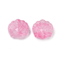 Transparent Glass Beads, Peking Opera Mask, Baking Paint, Hot Pink, 17x18x8mm, Hole: 1.2mm(DGLA-E004-11E)