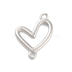 Rack Plating Brass Love Heart Connector Charms, Long-Lasting Plated, Lead Free & Cadmium Free, Platinum, 16.5x13x1.5mm, Hole: 1.2mm(KK-M293-47P)