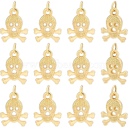 BENECREAT 20Pcs Alloy Pendants, Long-Lasting Plated, with Jump Ring, Skull, Real 18K Gold Plated, 16.5x13x4mm, Hole: 2.5mm(FIND-BC0002-11)