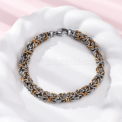 201 Stainless Steel Byzantine Chain Bracelets, with 304 Stainless Steel Clasps, Golden & Stainless Steel Color, 8-3/4 inch(22.1cm)(BJEW-B078-174GP)