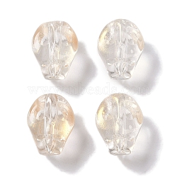 Baking Paint Glass Beads, Skull, Light Yellow, 10x8x7.5mm, Hole: 1mm(GLAA-S202-17K)