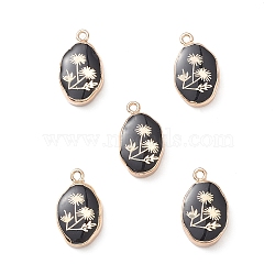 Natural Obsidian Pendants, Oval Charms with Golden Brass Edge, 22x13x3~5.5mm, Hole: 1.8mm(G-K333-01I-02)