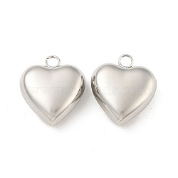 Non-Tarnish Valentine's Day 304 Stainless Steel Pendants, Heart Charm, Stainless Steel Color, 29x25x11mm, Hole: 4mm(STAS-P342-01P)