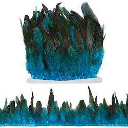 Fashion Feather Trimming, with Cloth Band, Ornament Accessories, Dark Slate Blue, 130~180x1mm(DIY-GF0009-46D)