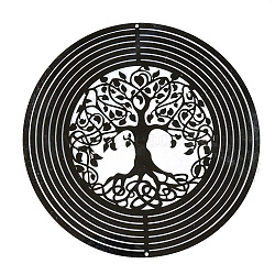 Tree of Life Stainless Steel 3D Wind Spinners, Wind Chime for Outdoor Yard and Garden Patio Hanging Decoration, Stainless Steel Color, 145mm(PW-WGE2126-02)