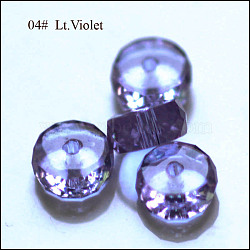 K9 Glass, Imitation Austrian Crystal Beads, Grade AAA, Faceted, Flat Round, Lilac, 12x7.5mm, Hole: 0.9~1mm(SWAR-F078-8x12mm-04)