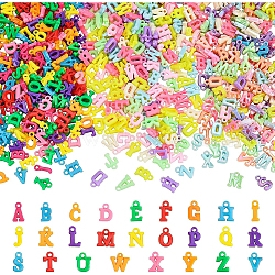 BENECREAT 1115Pcs 3 Style Opaque Acrylic Pendants, Mixed Letters, Mixed Color, 12.5~15x5~13x3.5mm, hole: 2mm(MACR-BC0001-02)