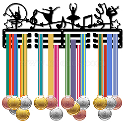 Fashion Iron Medal Hanger Holder Display Wall Rack, 3-Line, with Screws, Ballet Pattern, 150x400mm(ODIS-WH0037-113)