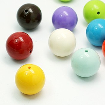 Mixed Color Chunky Bubblegum Acrylic Round Beads, about 24mm in diameter, hole: 2mm