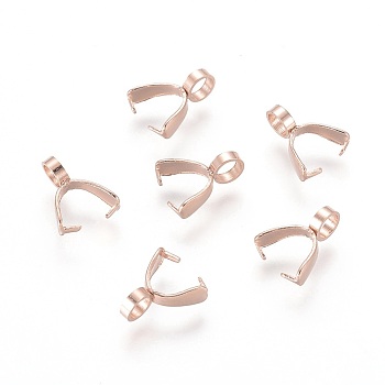 304 Stainless Steel Ice Pick Pinch Bails, Rose Gold, 9x2.5mm, Hole: 2.5mm, Pin: 0.7x0.4mm