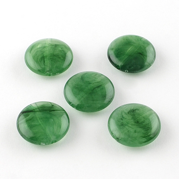 Flat Round Imitation Gemstone Acrylic Beads, Medium Sea Green, 22x8.5mm, Hole: 2mm