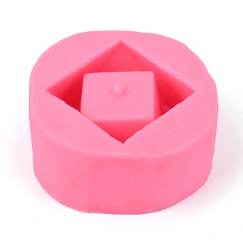 Square Flower Pot Food Grade Silicone Mold, Ceramic Cement Clay Mold, for DIY Succulent Plant Resin Casting Making, Hot Pink, 133x131x58mm, Inner Diameter: 110x110x50mm